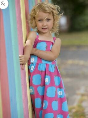 Moromini‎ Girls Pink & Blue Apple Print Sundress